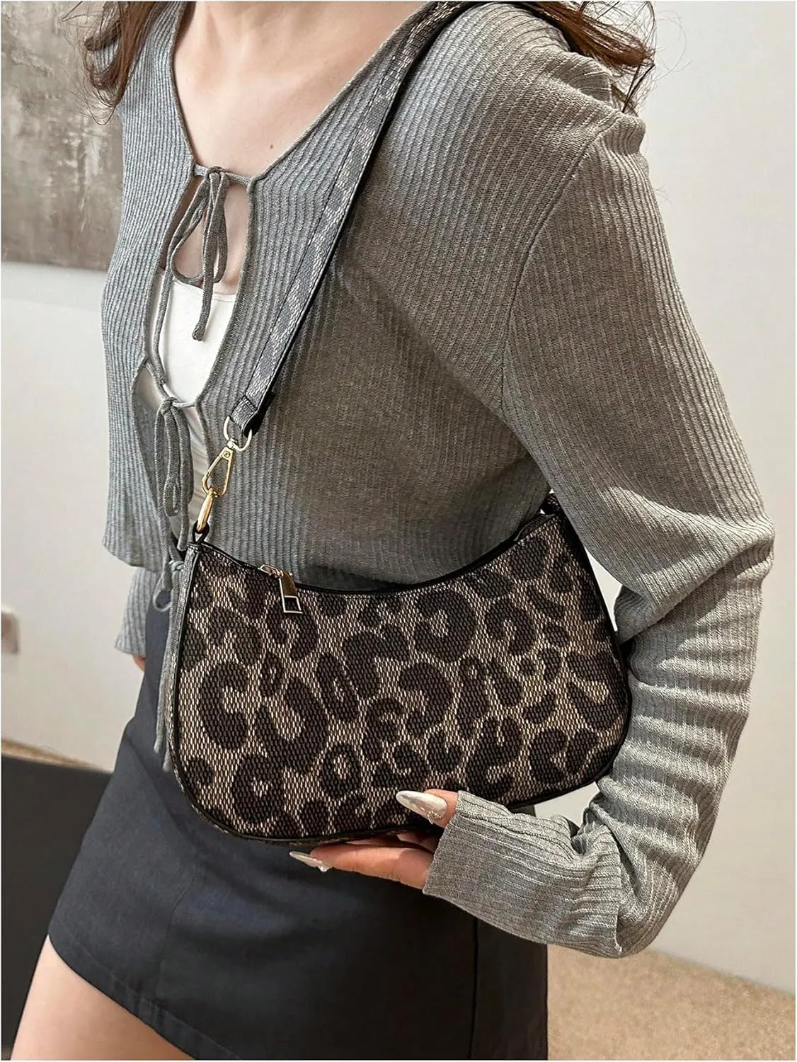 Floerns Women's Leopard Print Underarm Shoulder Bag Cheetah Hobo Handbag Clutch Purse