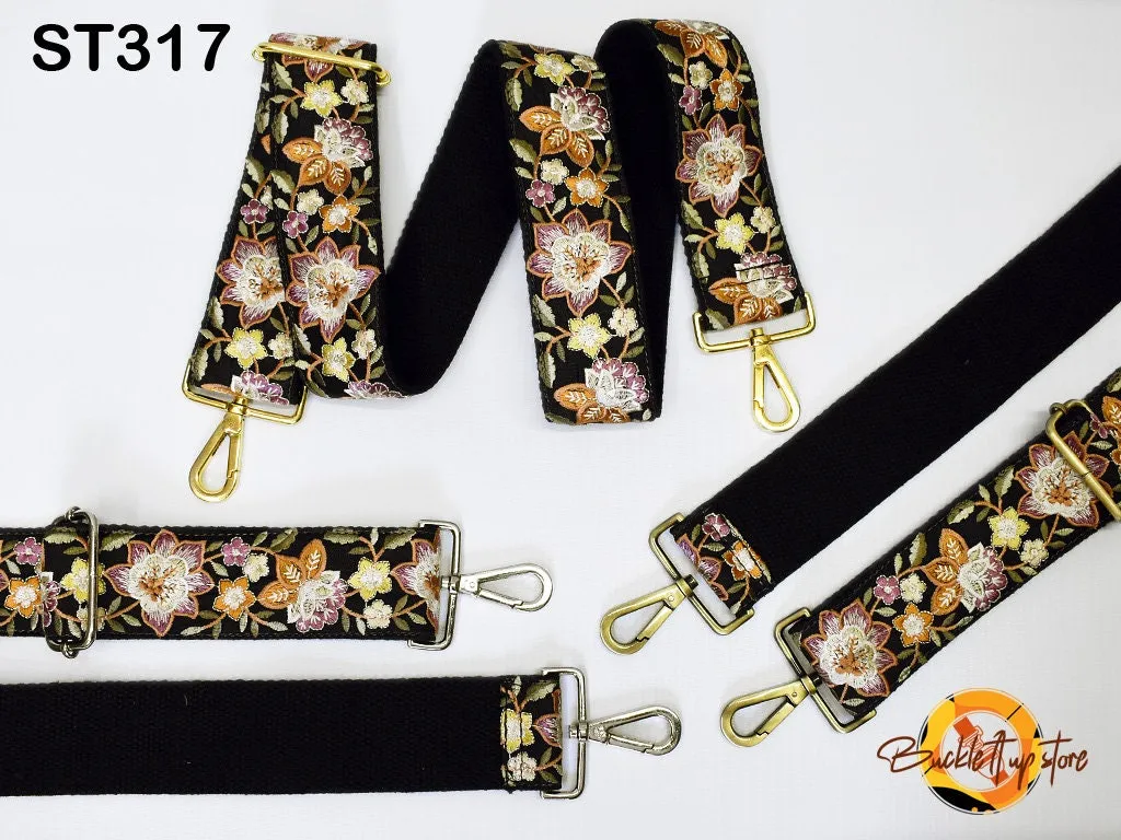 Floral Embroidery Replacement Purse Strap Crossbody Strap for Purses Embroidered Boho Bag Strap Boho Guitar Strap Handbag Strap Gift for her