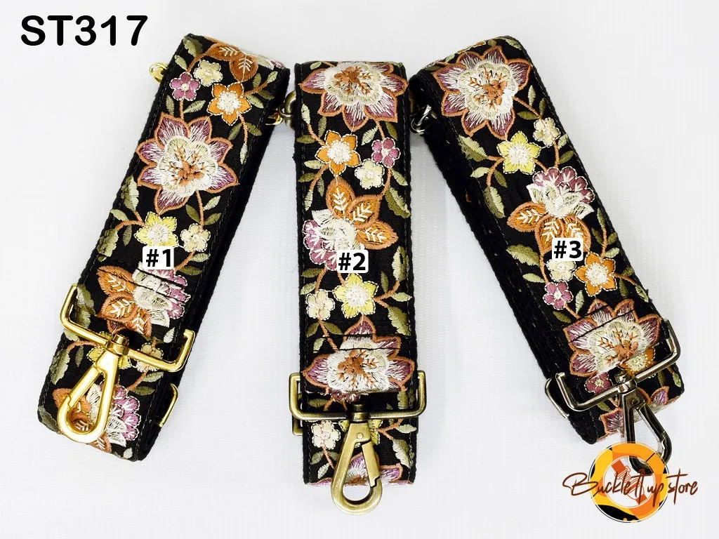 Floral Embroidery Replacement Purse Strap Crossbody Strap for Purses Embroidered Boho Bag Strap Boho Guitar Strap Handbag Strap Gift for her