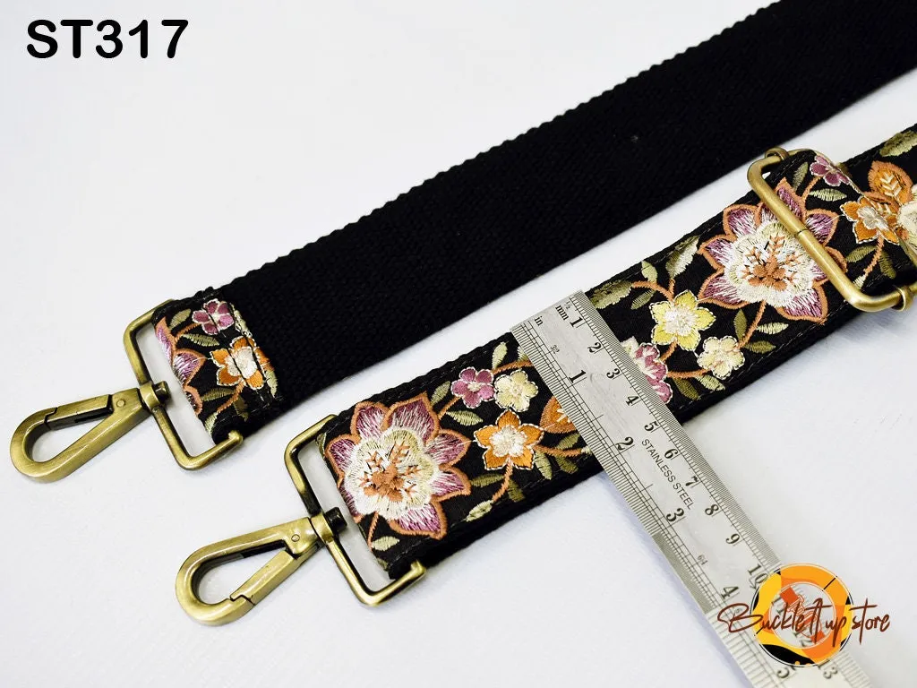 Floral Embroidery Replacement Purse Strap Crossbody Strap for Purses Embroidered Boho Bag Strap Boho Guitar Strap Handbag Strap Gift for her