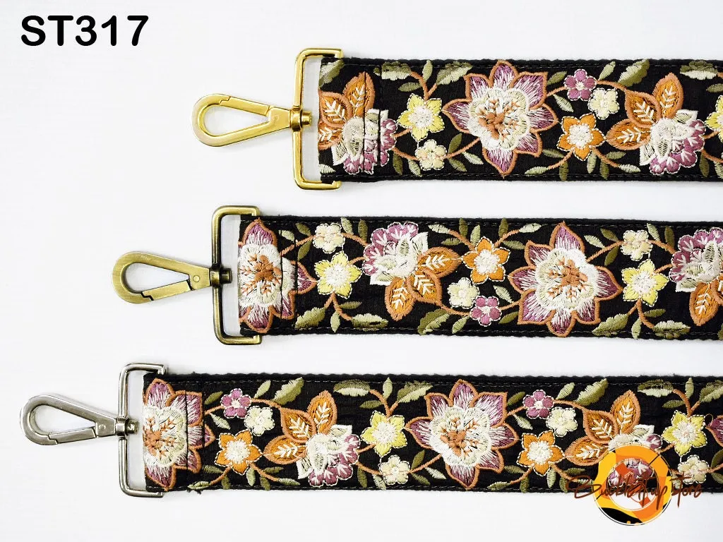 Floral Embroidery Replacement Purse Strap Crossbody Strap for Purses Embroidered Boho Bag Strap Boho Guitar Strap Handbag Strap Gift for her