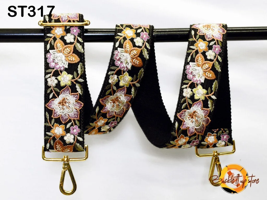 Floral Embroidery Replacement Purse Strap Crossbody Strap for Purses Embroidered Boho Bag Strap Boho Guitar Strap Handbag Strap Gift for her