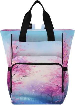Flowers Path Diaper Bag Backpack Large Capacity Baby Bag for Mom Dad Diaper Bag Tote with Insulated Pockets for Newborn Stuff Travel Essentials
