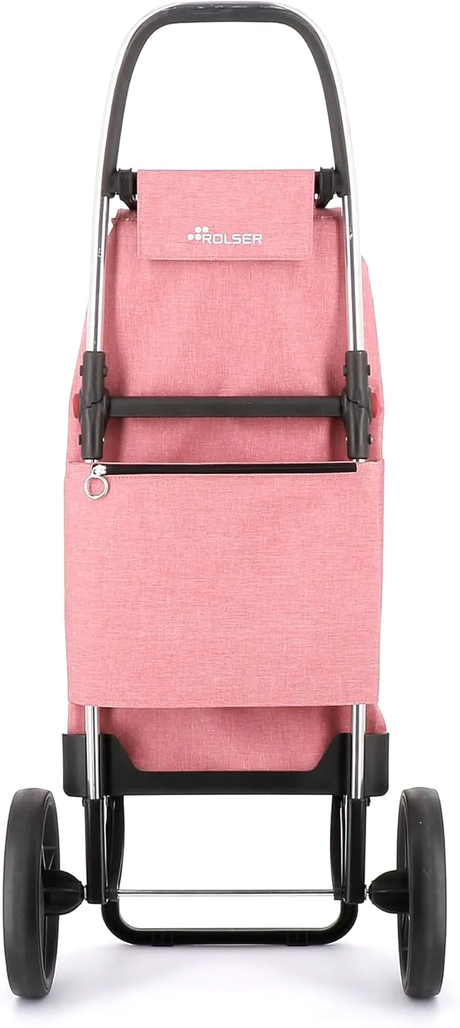 Foldable Grocery Shopping Cart with Wheels | Collapsible Personal Folding Cart for Groceries | Durable & Portable | Coral