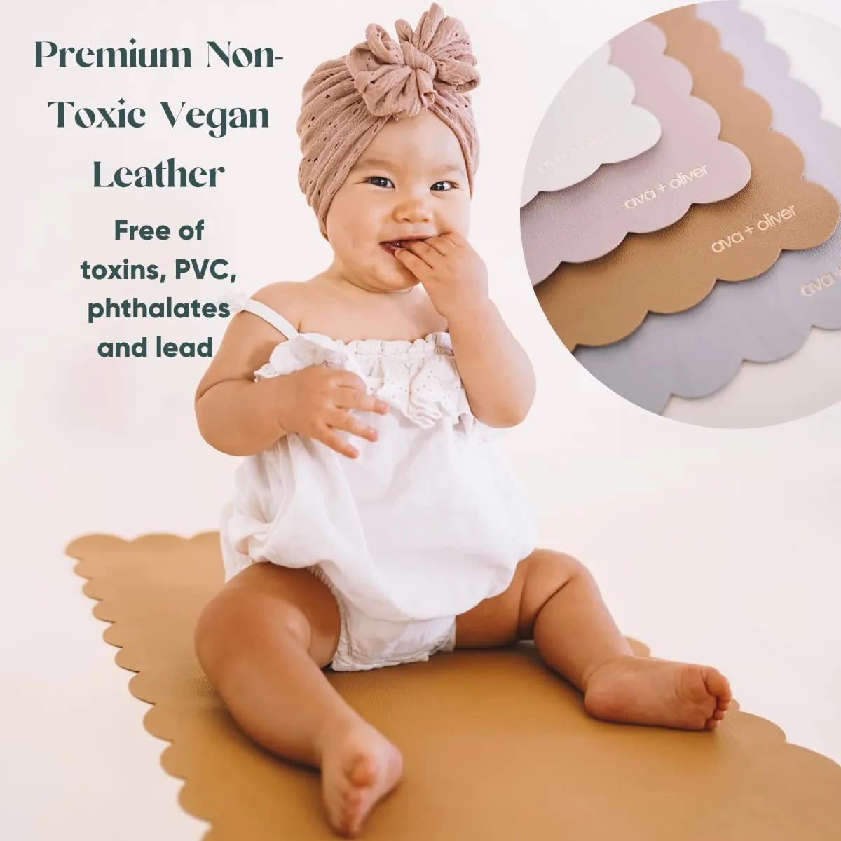 Foldable Portable Diaper Mat in Vegan Leather (16 x 30 in); Wipeable & Multipurpose - Tan