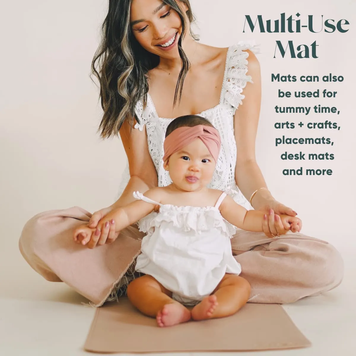 Foldable Portable Diaper Mat in Vegan Leather (16 x 30 in); Wipeable & Multipurpose - Tan