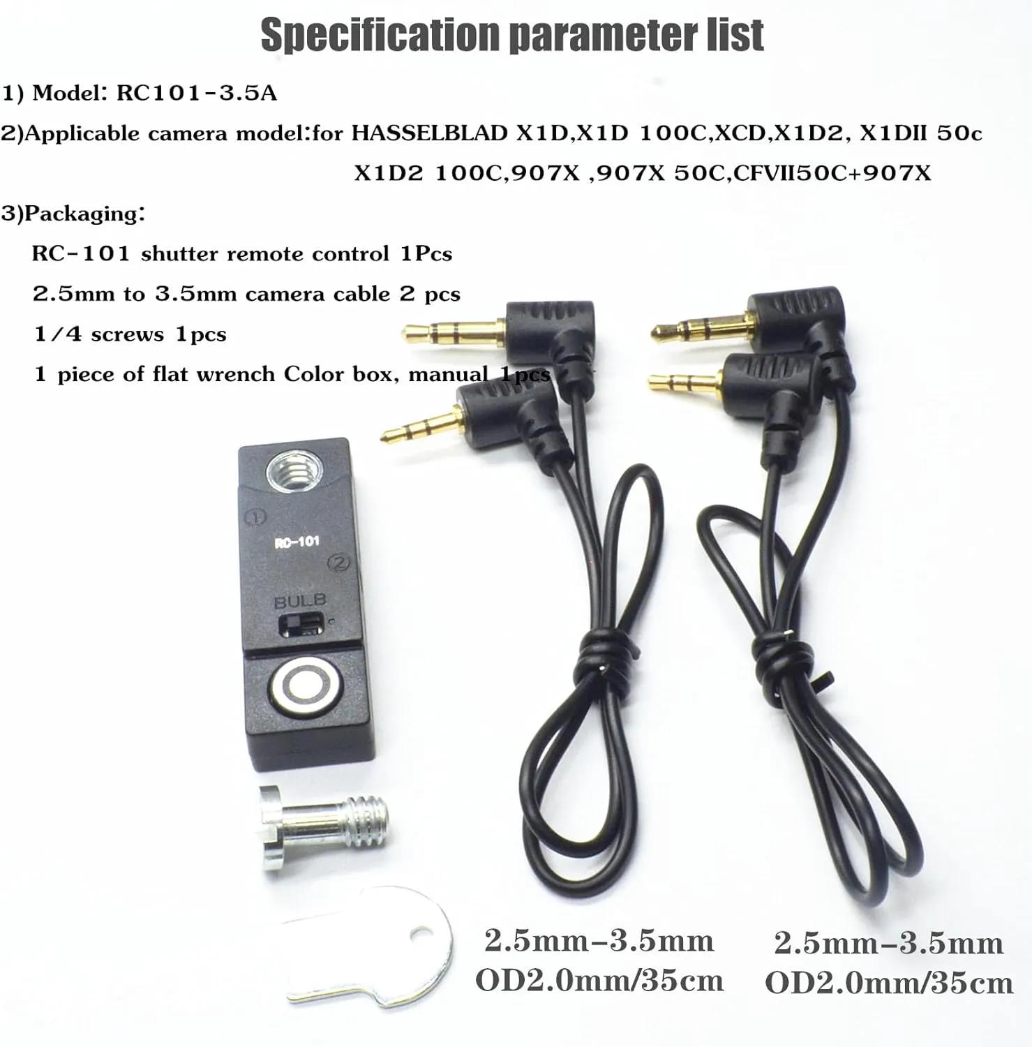 For hasselblad cable x1d 50c Release remote X1DII /X1DII 50c /907X 100c,907X 50C Shutter release cable Two cameras in sync Release button 1/4 Stabilizer Extension Photo Key Accessories. (RC101-3.5A X)