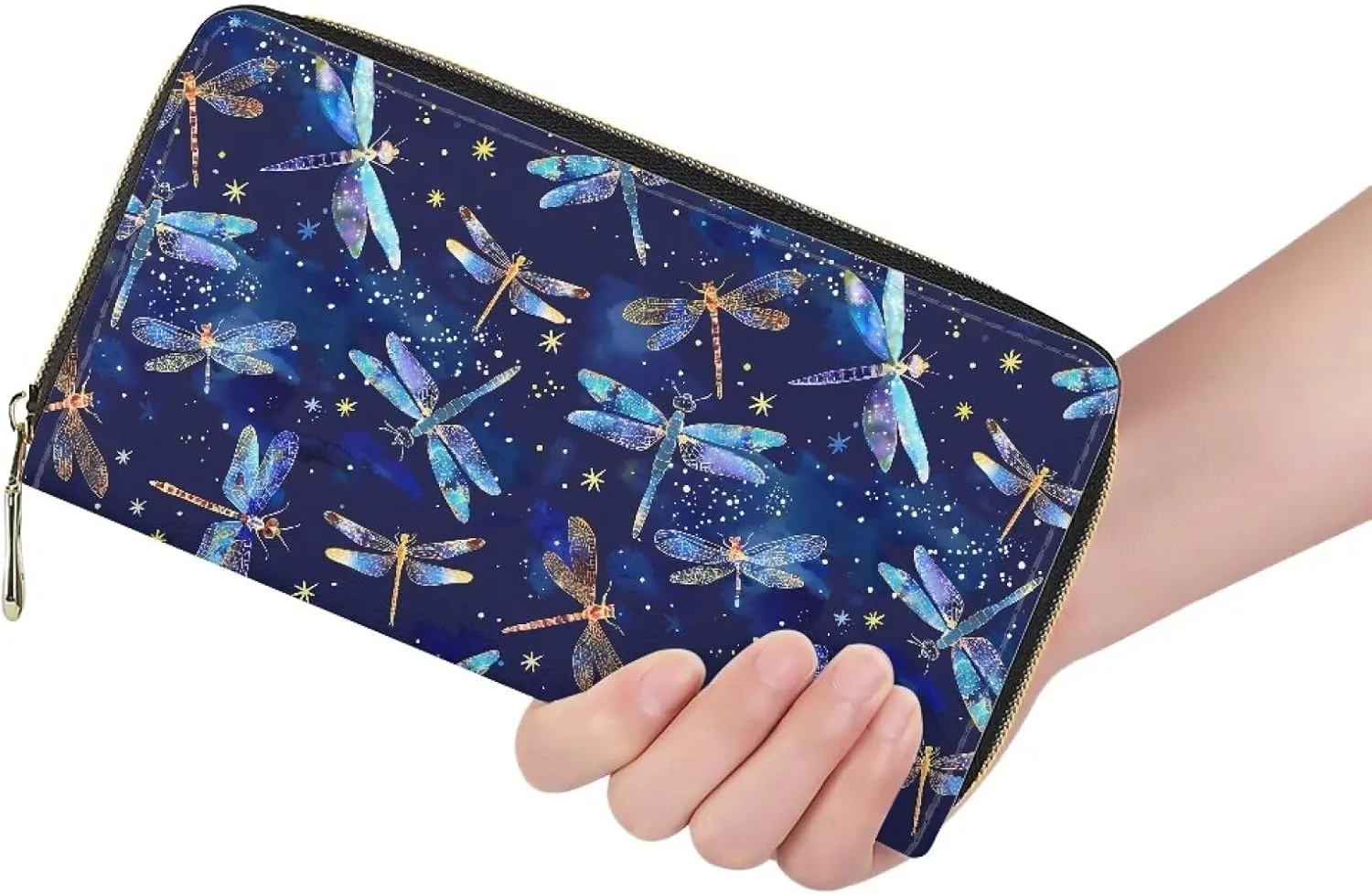 FOR U DESIGNS Card Wallet Women Small Handbag PU Leather Purse Organizer Slim Compact Wallets Blue Dragonfly Wallet Credit Card Holder