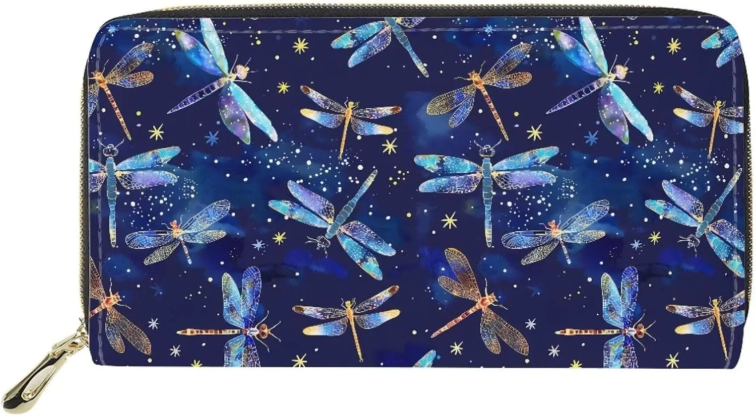 FOR U DESIGNS Card Wallet Women Small Handbag PU Leather Purse Organizer Slim Compact Wallets Blue Dragonfly Wallet Credit Card Holder