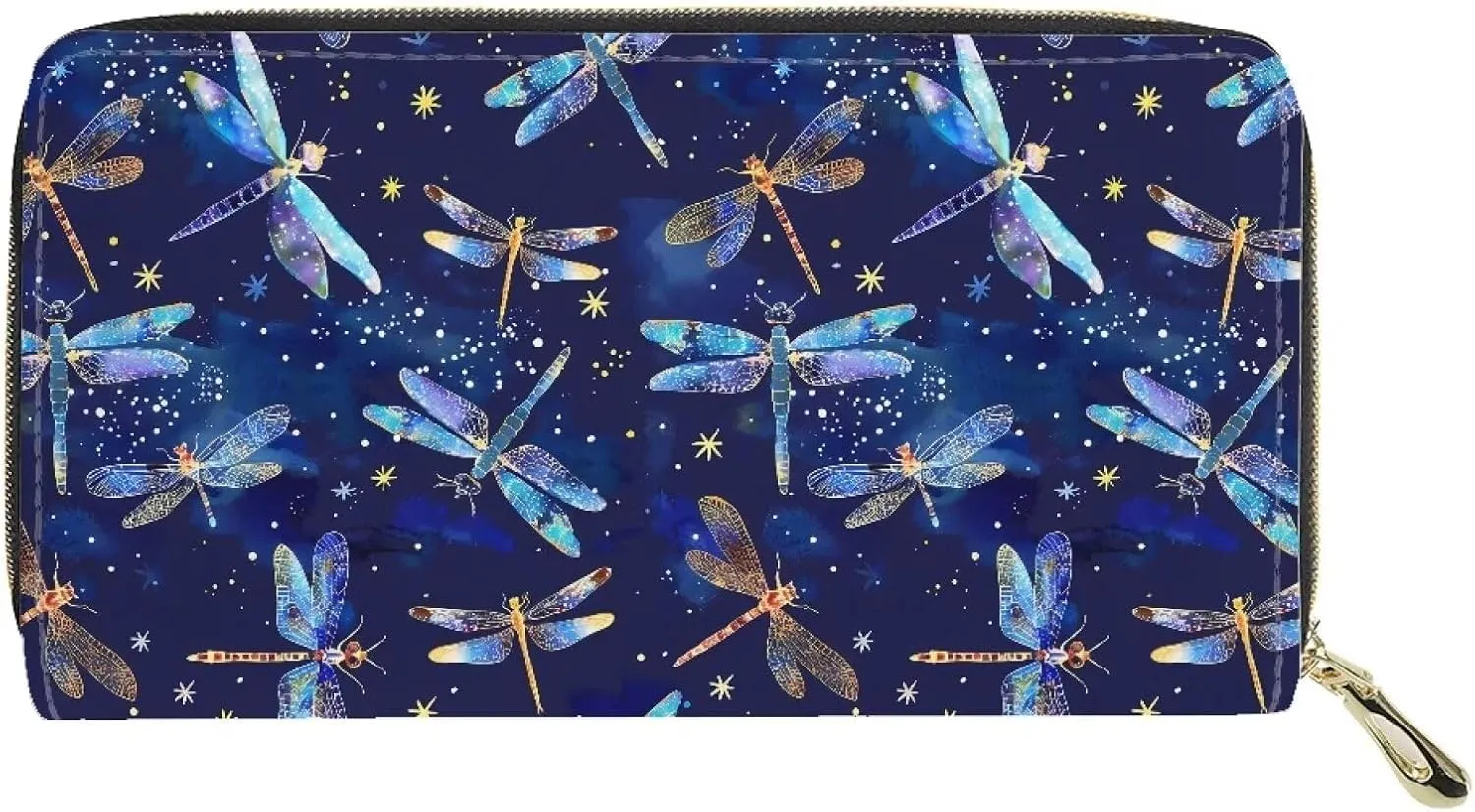 FOR U DESIGNS Card Wallet Women Small Handbag PU Leather Purse Organizer Slim Compact Wallets Blue Dragonfly Wallet Credit Card Holder