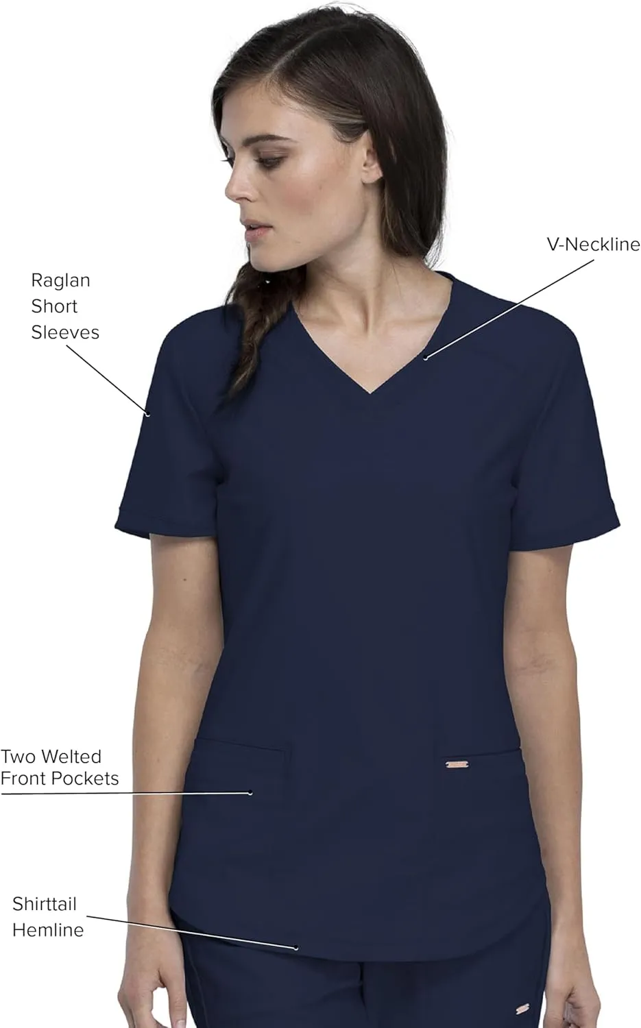 Form Scrubs for Women, Stretchy V-Neck Knit Scrub Top CK840