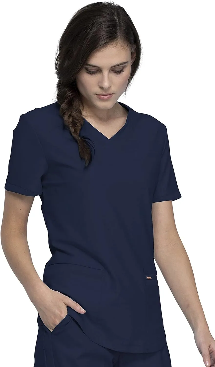 Form Scrubs for Women, Stretchy V-Neck Knit Scrub Top CK840