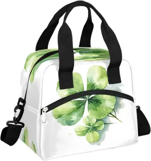 Fortune Clover Leaf Insulated Lunch Bag for Women Men Reusable Waterproof Lunch Box Cooler Tote Bag One shoulder portable meal bag Portable Adult Lunchbox for Work Picnic Hiking Beach