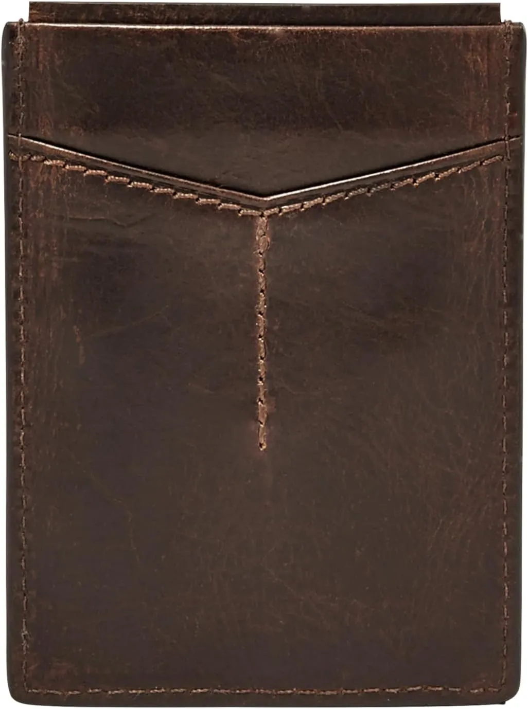 Fossil Men's Derrick Leather RFID-Blocking Magnetic Card Case with Money Clip Wallet, Dark Brown, (Model: ML3812201)