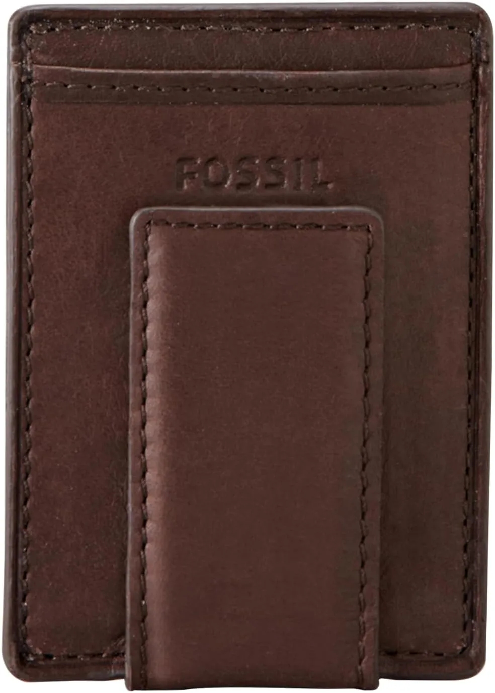 Fossil Men's Ingram Leather Magnetic Card Case with Money Clip Wallet, Brown, (Model: ML3235200)
