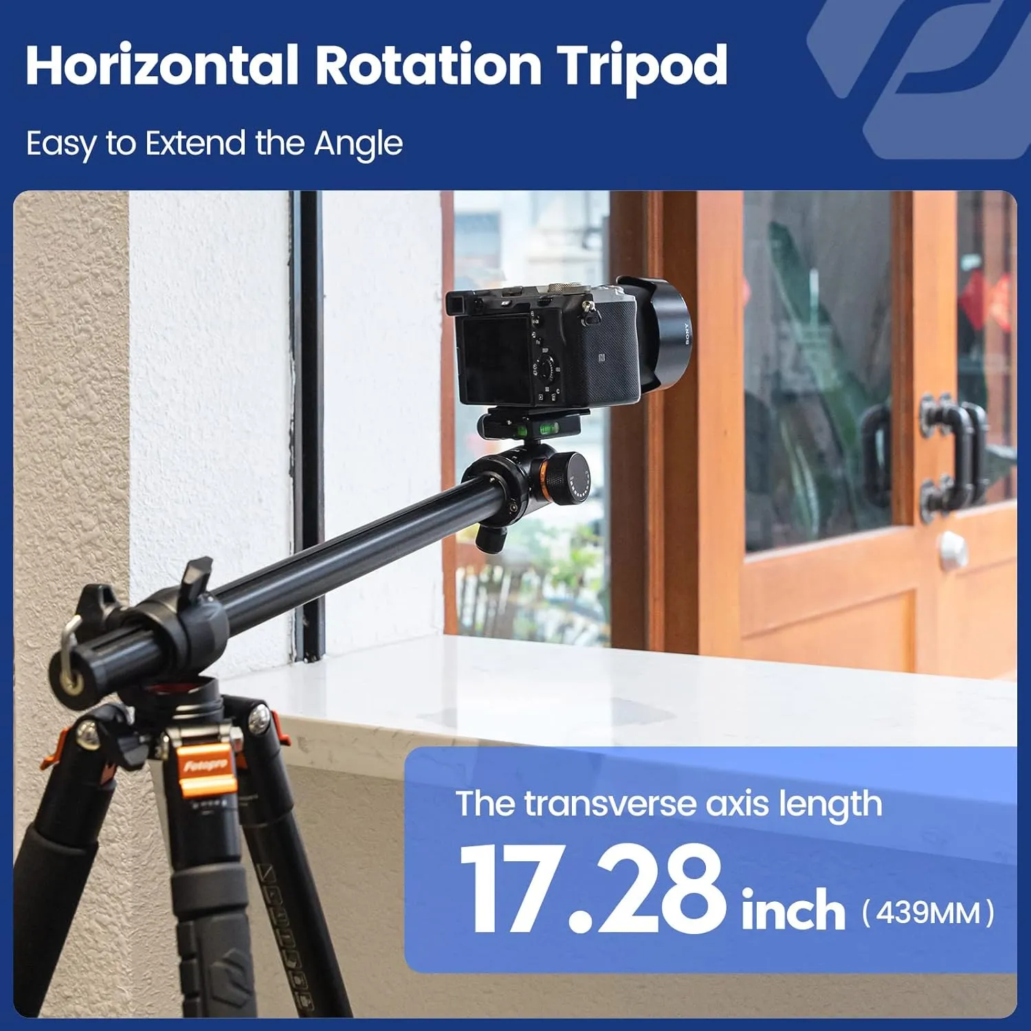 Fotopro 68 inch Camera Tripod Horizontal 360 Tripod Portable Monopod with Ball Head 16KG Load Capacity Quick Release Plate, for Travel and Work