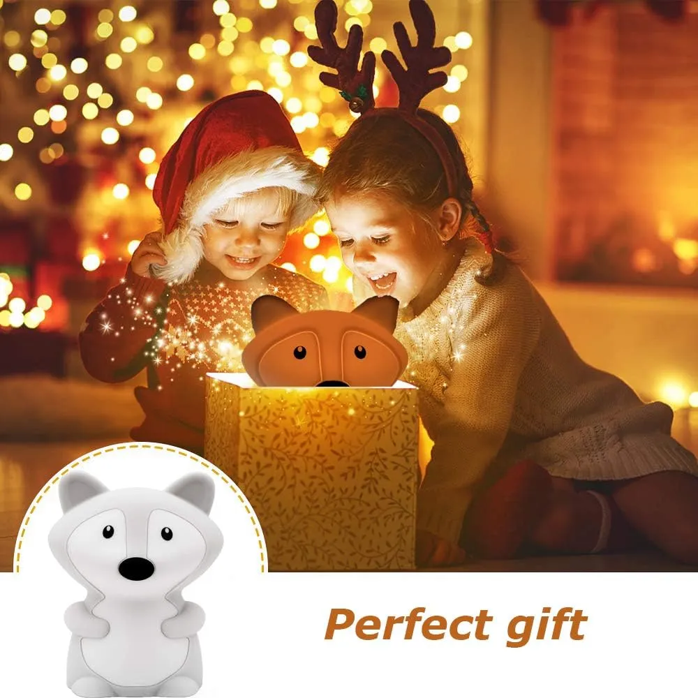 Fox Night Lights Bedside lamp, Bedroom Light for Kids, Baby Nursery lamps - Break Resistant, Eye Caring, Adjustable Brightness & Color and Time Setting, Gifts for Kids Babies Boy Girl - Medium