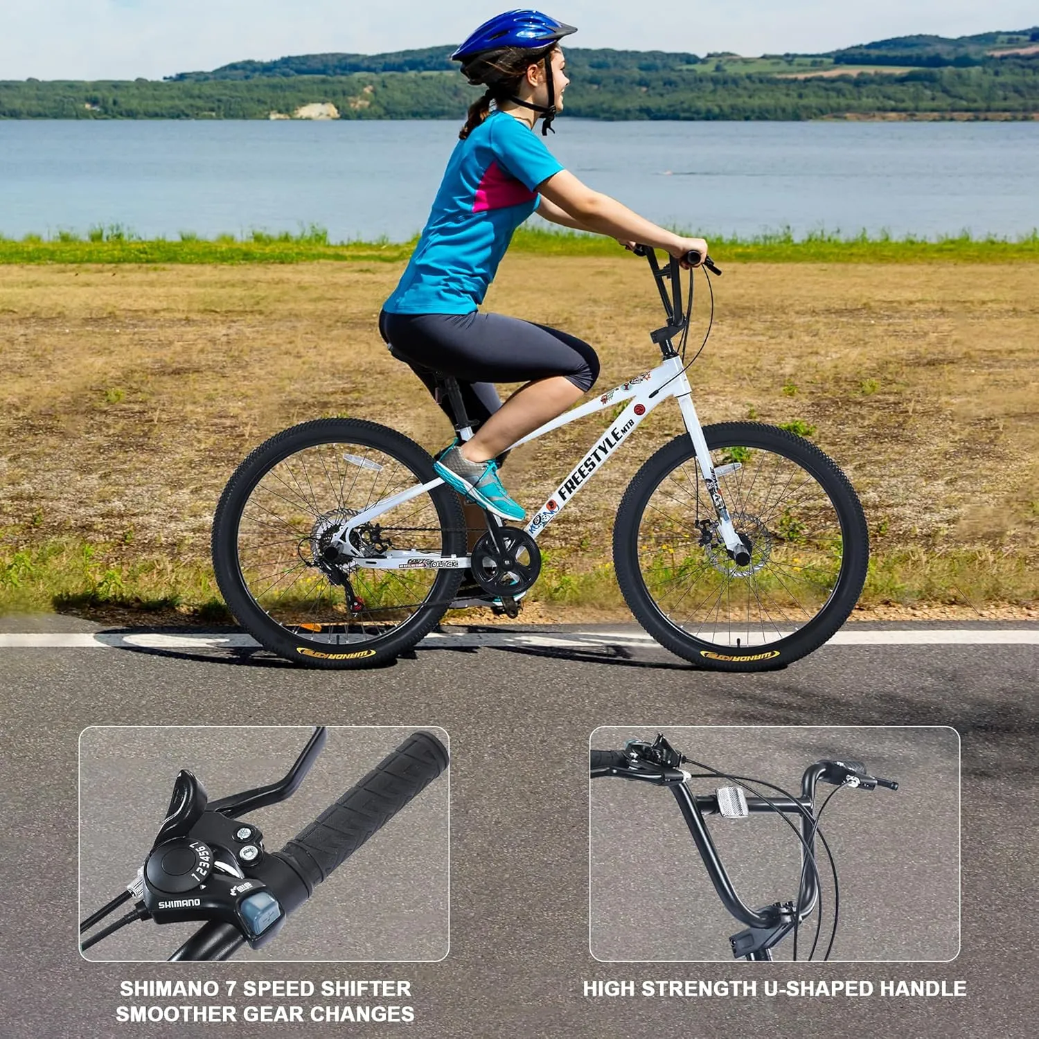 Freestyle BMX Bikes, 20/26 inch Kids Mountain Bike, Steel Frame/Adjustable Ergonomic, Single Speed Bicycles for Boys, Outdoor Cycling Bike Road Bicycle Mountain Bike, Multiple Colors
