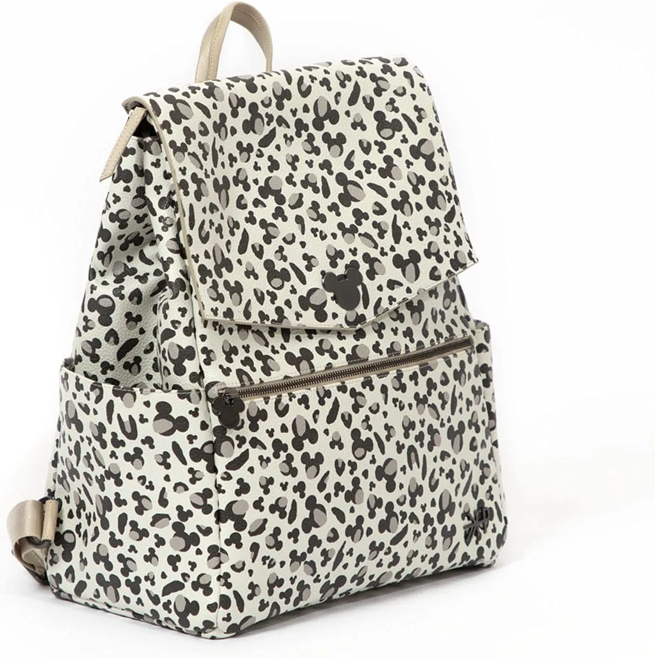 Freshly Picked Classic Diaper Bag Backpack, Wipeable Vegan Leather, With Changing Pad, Convertible (Mickey Leopard)
