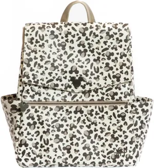 Freshly Picked Classic Diaper Bag Backpack, Wipeable Vegan Leather, With Changing Pad, Convertible (Mickey Leopard)