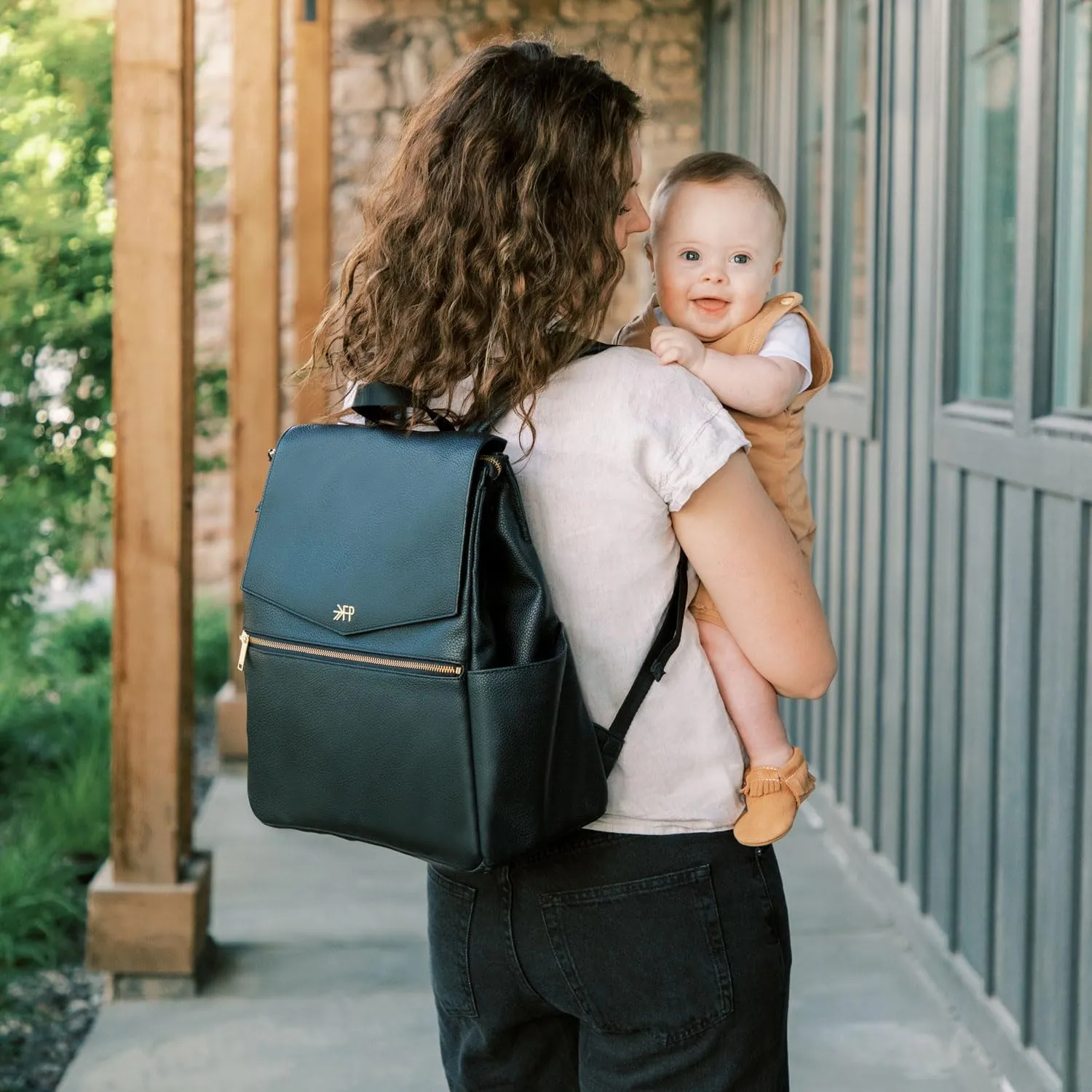 Freshly Picked Classic II Diaper Bag Backpack, Wipeable Vegan Leather With Changing Pad, Convertible (Ebony V2)