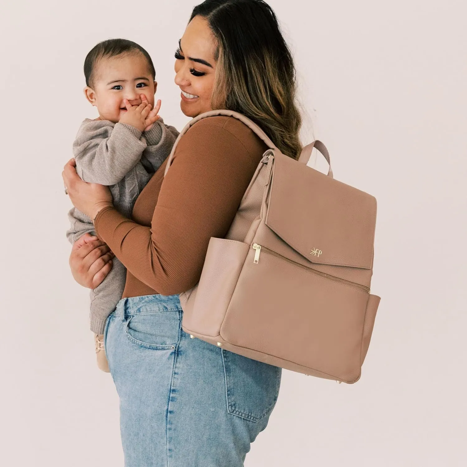 Freshly Picked Classic II Diaper Bag Backpack, Wipeable Vegan Leather With Changing Pad, Convertible (Fig V2)