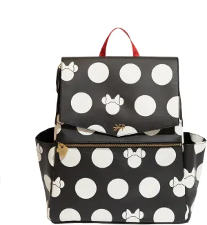Freshly Picked Classic II Diaper Bag Backpack, Wipeable Vegan Leather With Changing Pad (Minnie Lots of Dots)