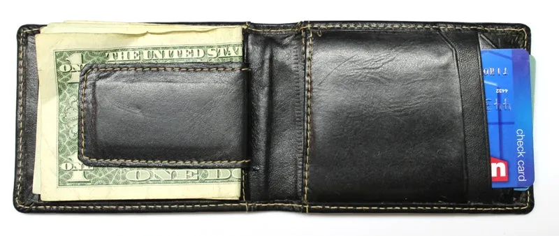 Front Pocket Wallet with Magnetic Money Clip - Black