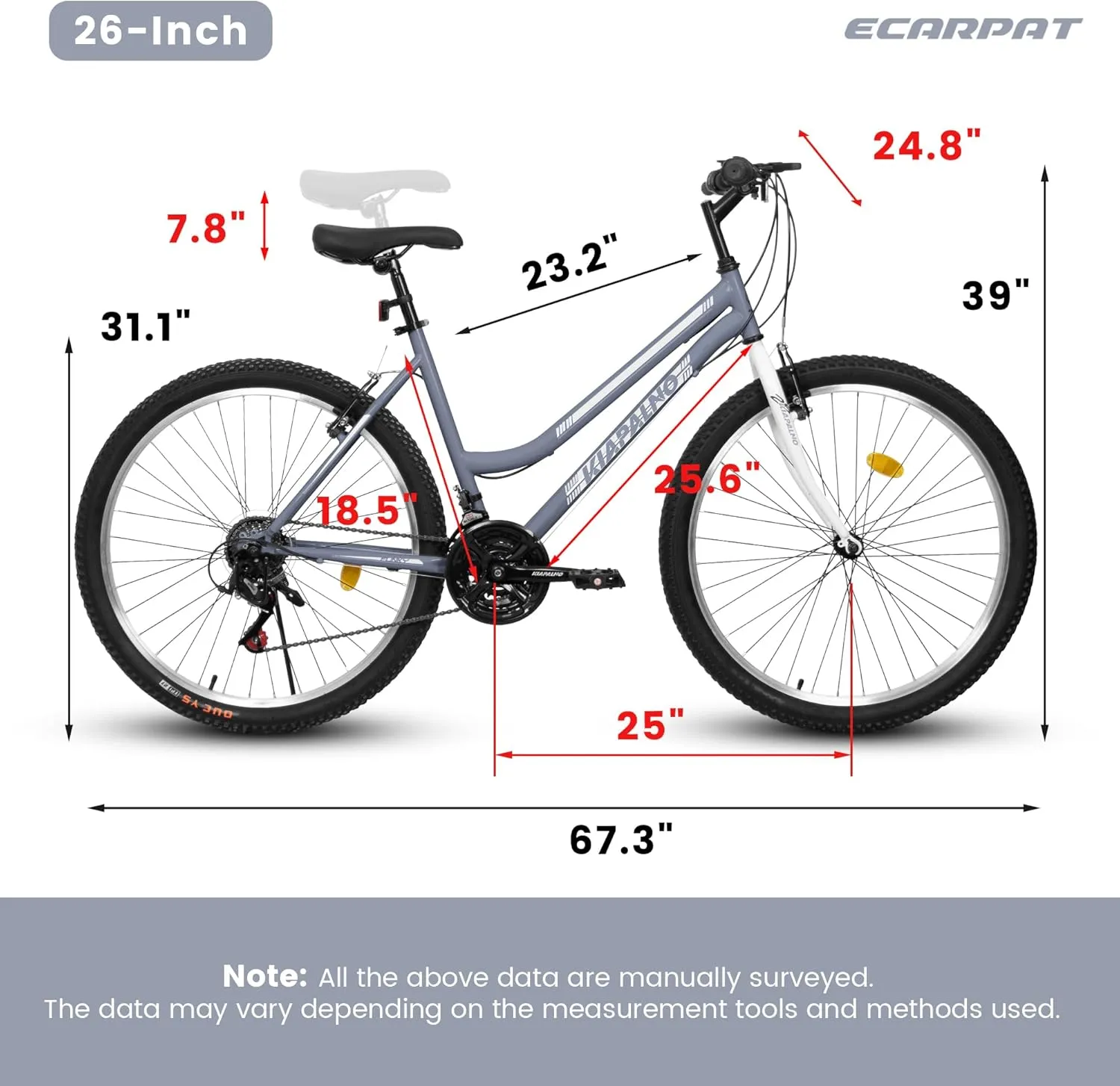 Full Dual Suspension Mountain Bike 24/26/27.5 Inch, Mountain Bike for Mens Womens, Student Work with 21-Speed Disc Trail Commuter City Snow Bicycles