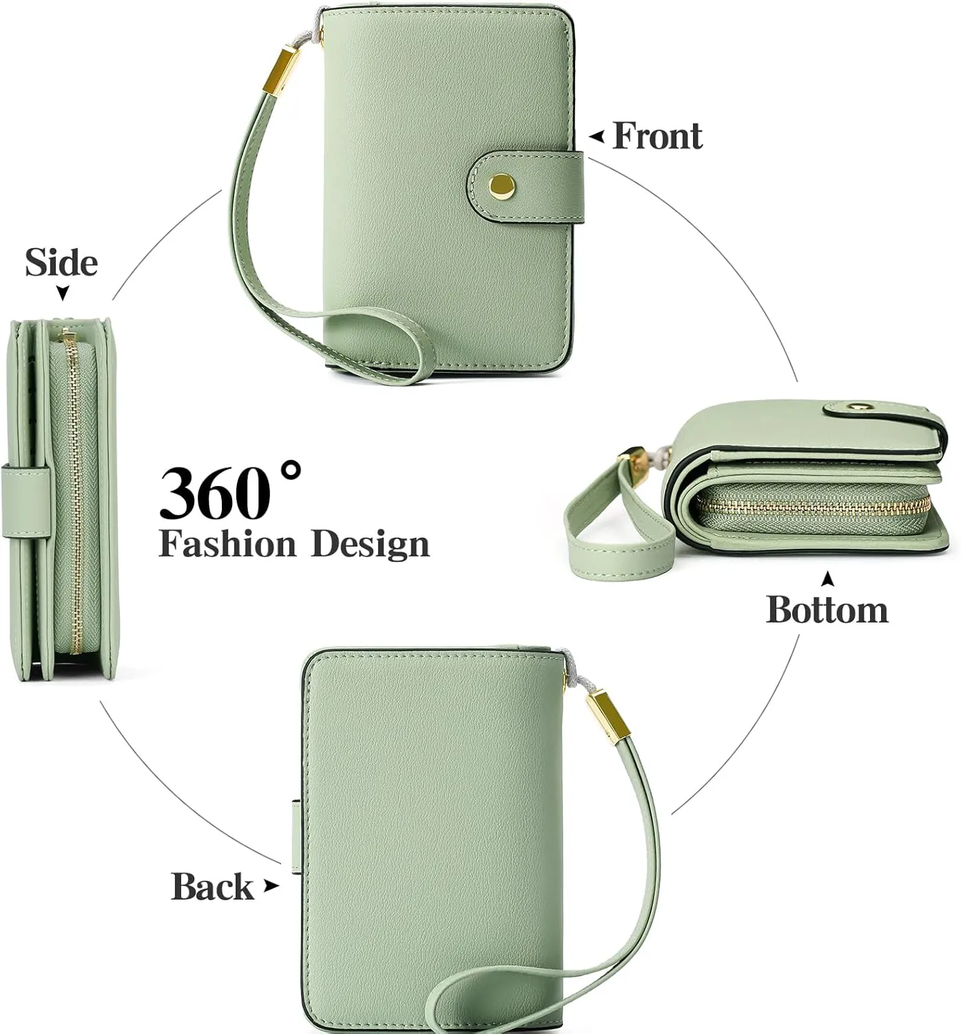 GAEKEAO Small Wallet for Women RFID Blocking Leather Wristlet Purse Bifold Ladies Wallet Credit Card Holder with ID Window