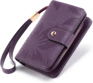 GAEKEAO Small Wallet for Women RFID Blocking Leather Wristlet Purse Bifold Ladies Wallet Credit Card Holder with ID Window