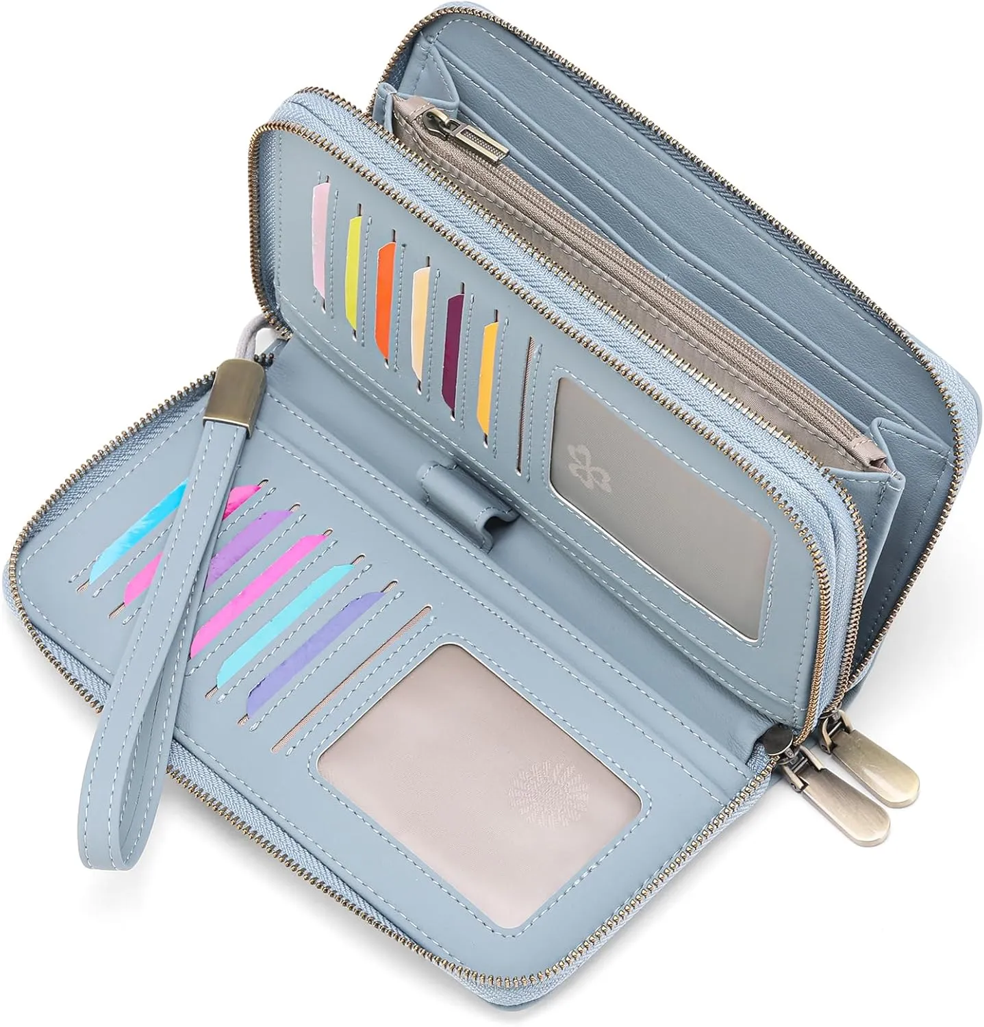 GAEKEAO Wallet for Women Clutch Leather RFID Blocking Wristlet Purse Zip Around Wallets Large Capacity Credit Card Holder