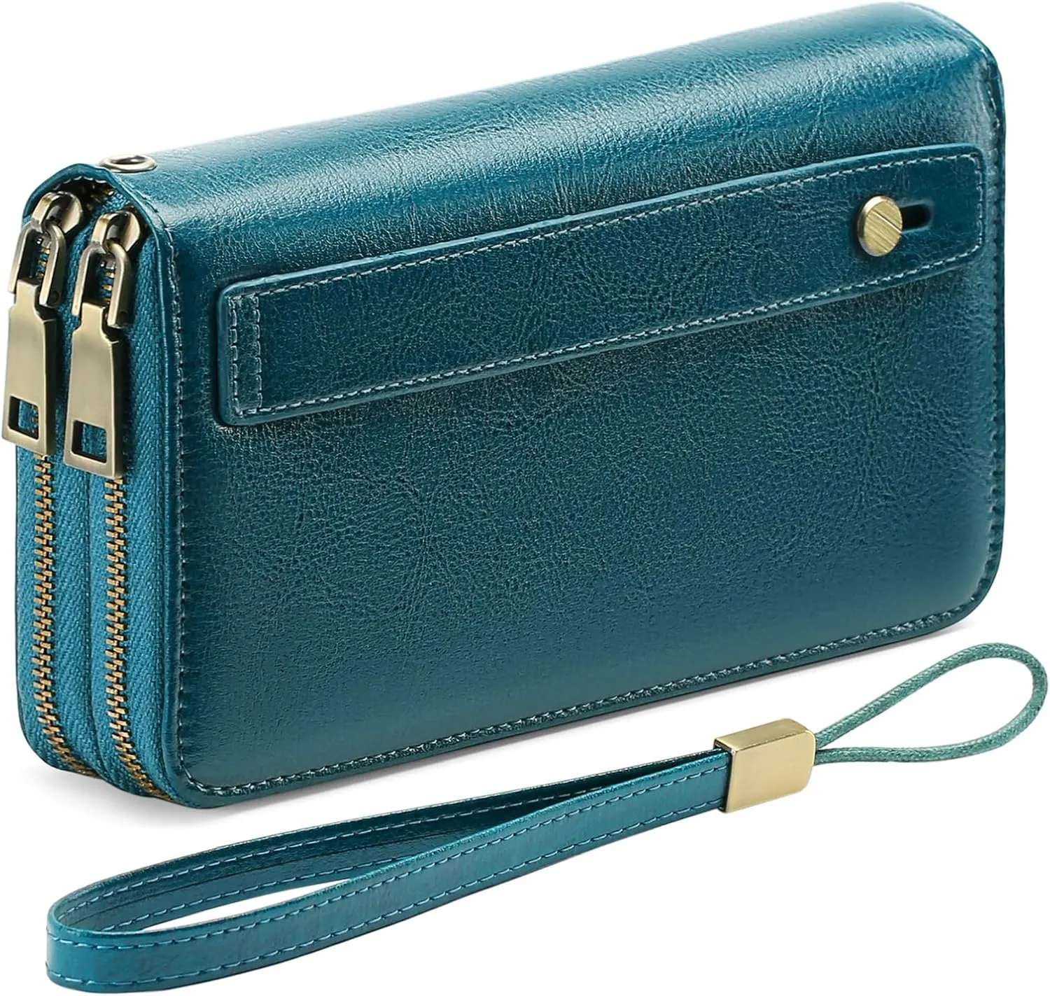 GAEKEAO Wallet for Women Clutch RFID Blocking Leather Wristlet Purse Large Capacity Credit Card Holder with Grip Hand Strap