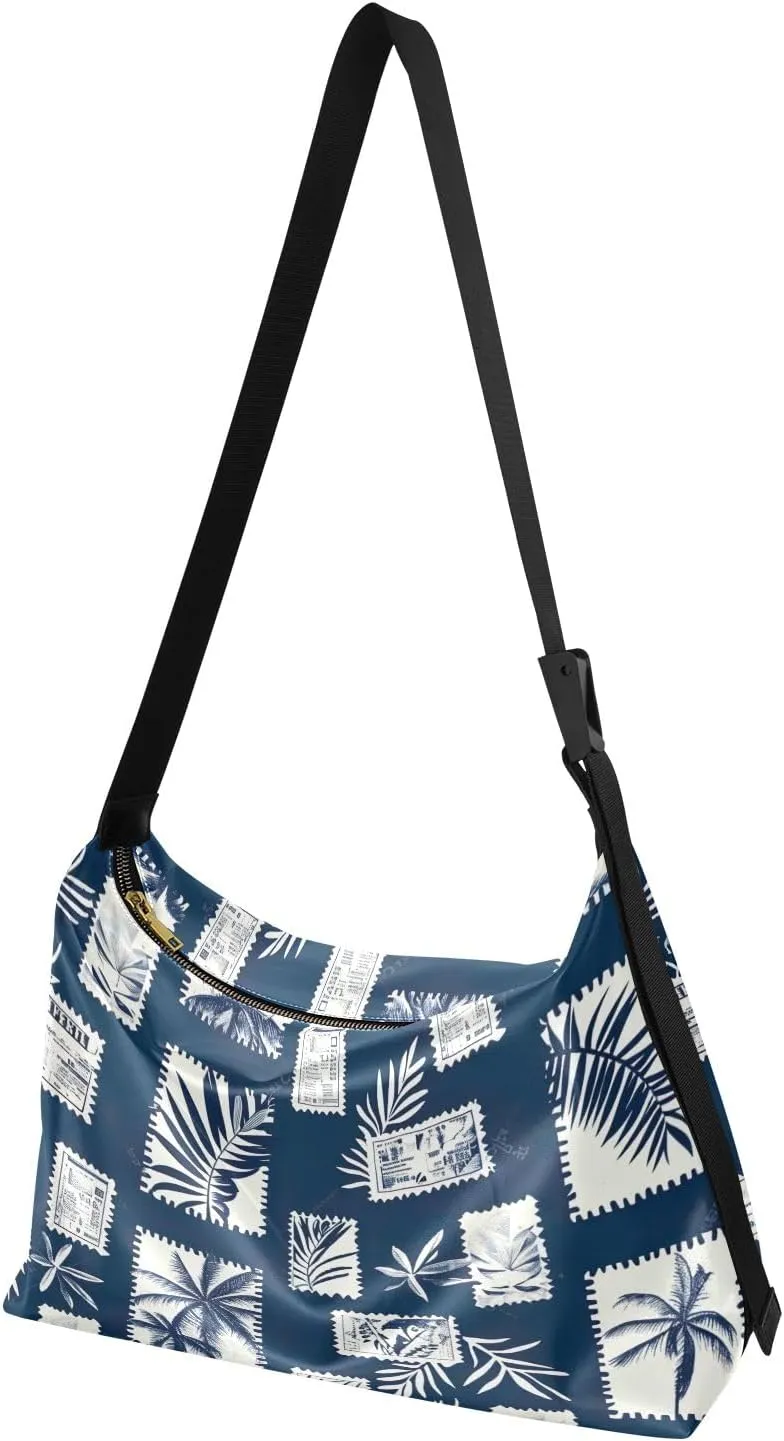 GAIGEO Tropical Island and Palms Large Crossbody Bag, Leather Women Bag, Faux Leather Shoulder Bag