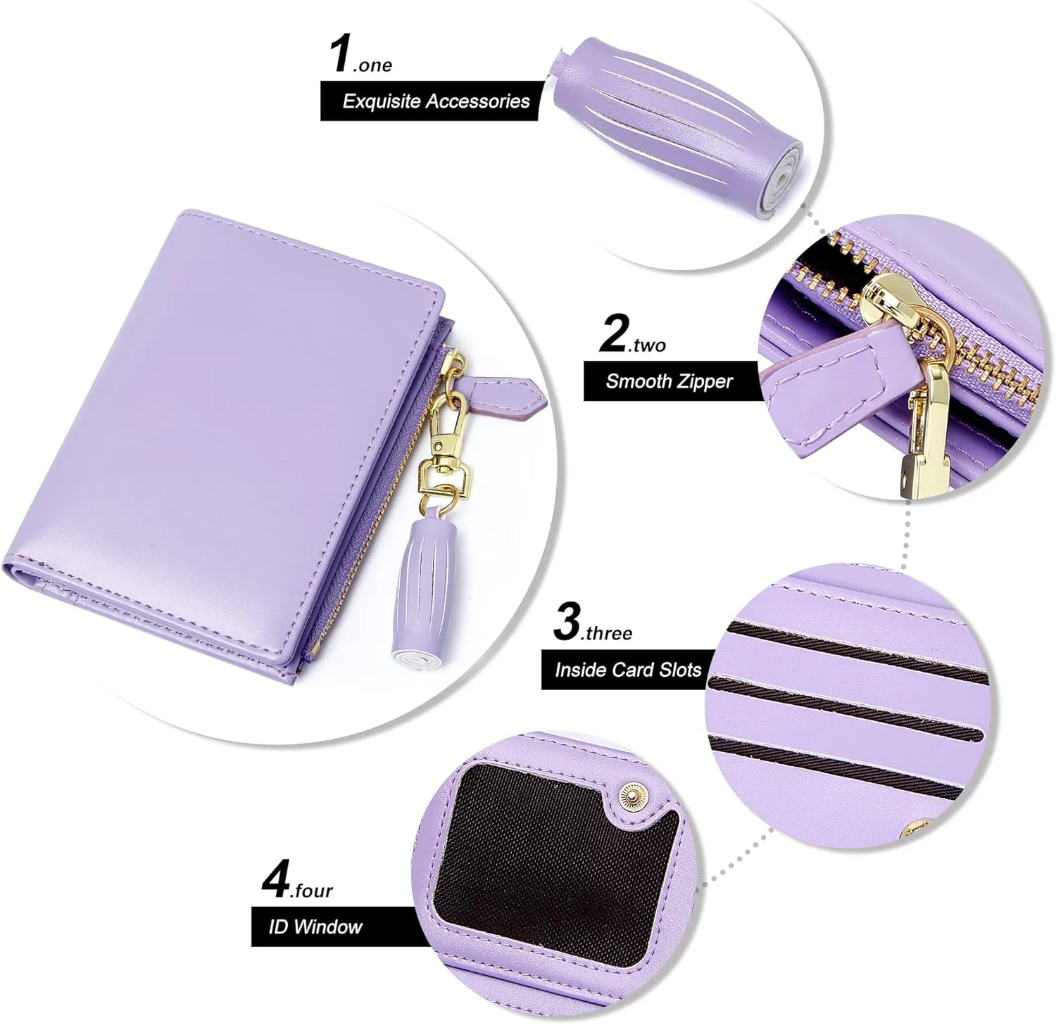 GEEAD Small Wallets for Women Bifold Slim Coin Purse Zipper ID Card Holder