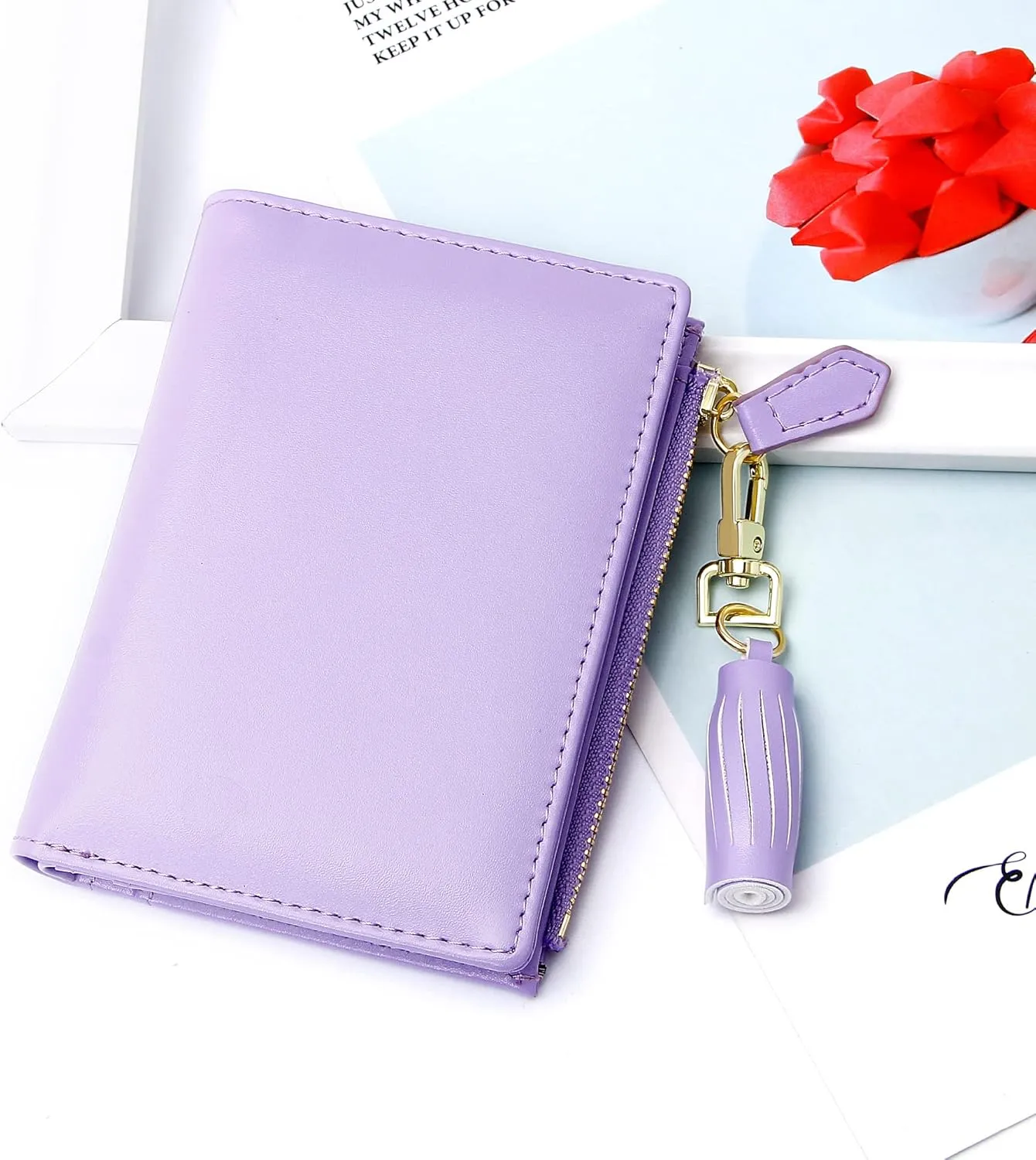 GEEAD Small Wallets for Women Bifold Slim Coin Purse Zipper ID Card Holder
