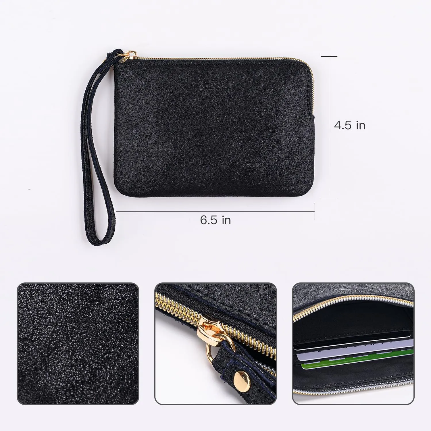 Genuine Leather 4.5 x 6.5 Wristlet Purse for Women, Evening Wristlet Pouch Clutch Bag