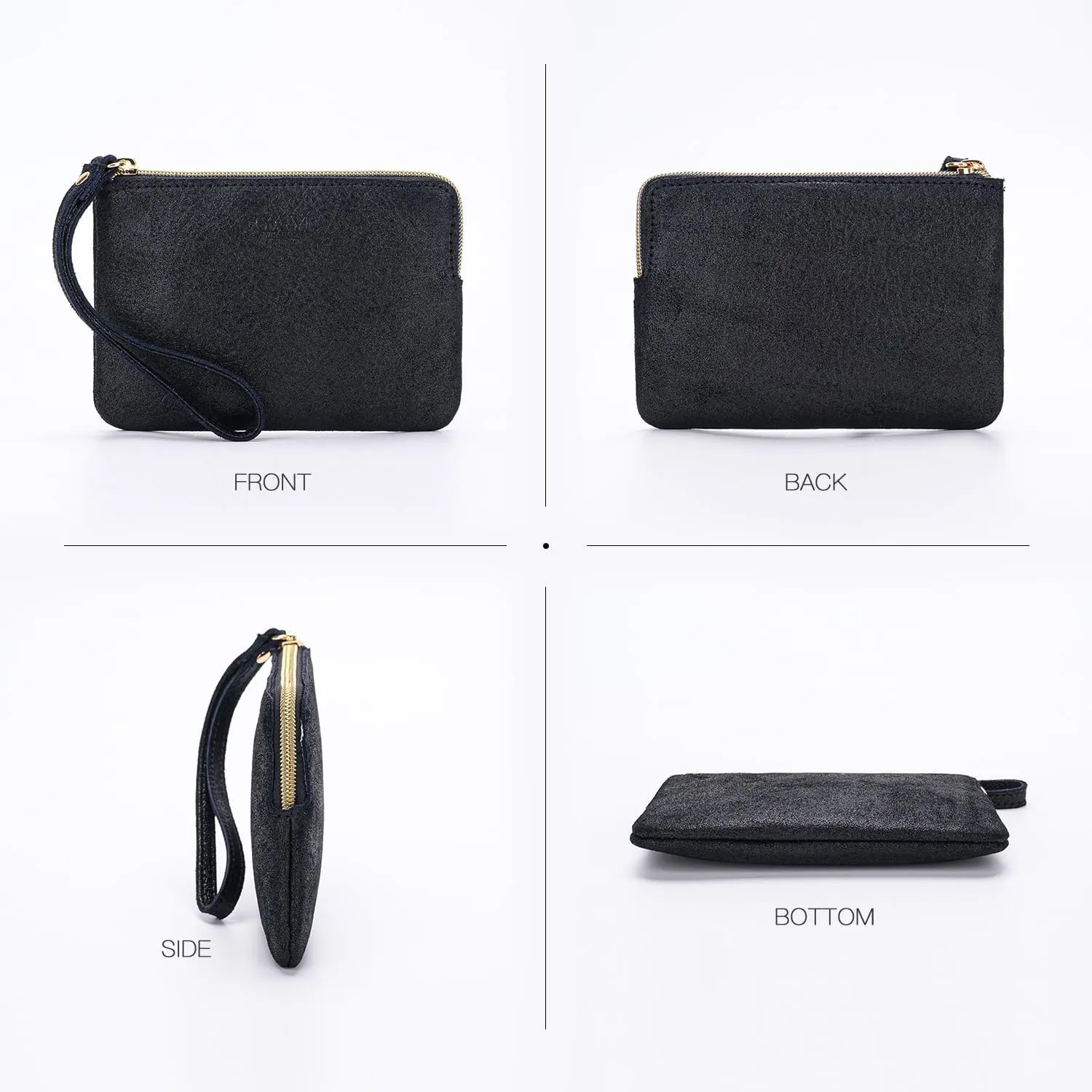 Genuine Leather 4.5 x 6.5 Wristlet Purse for Women, Evening Wristlet Pouch Clutch Bag