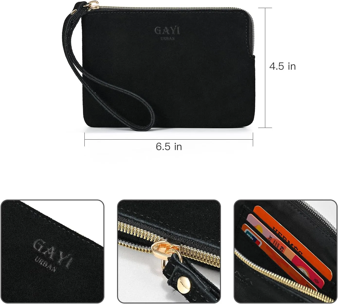 Genuine Leather 4.5 x 6.5 Wristlet Purse for Women, Evening Wristlet Pouch Clutch Bag