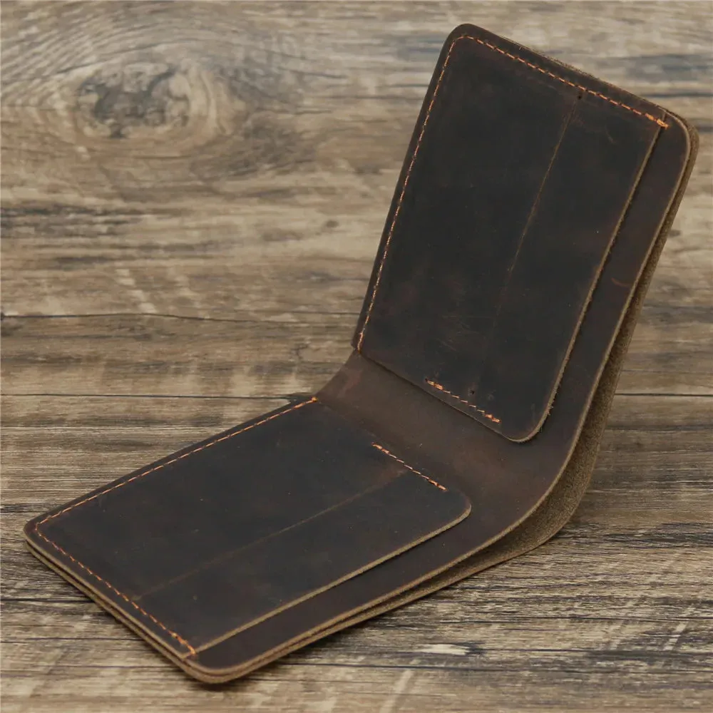 Genuine Leather Crazy Horse Hand-made 
Men's Purse Vintage Card Holder 
Wallet Dollar 
Money Clip