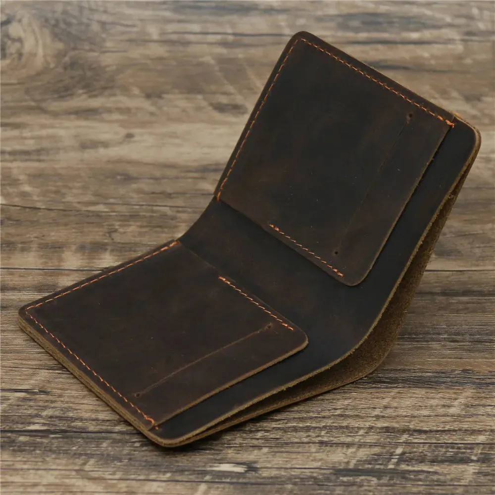 Genuine Leather Crazy Horse Hand-made 
Men's Purse Vintage Card Holder 
Wallet Dollar 
Money Clip