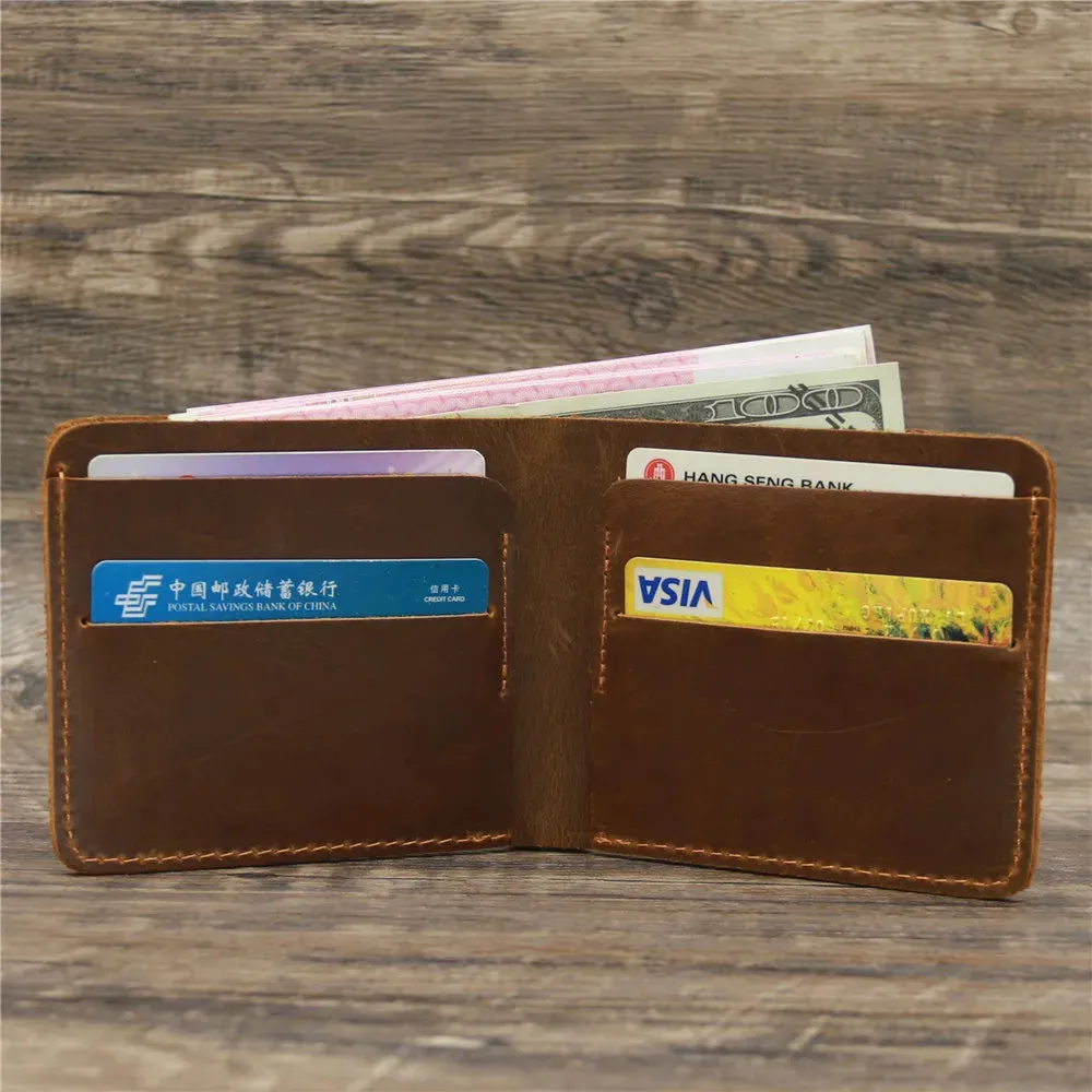 Genuine Leather Crazy Horse Hand-made 
Men's Purse Vintage Card Holder 
Wallet Dollar 
Money Clip