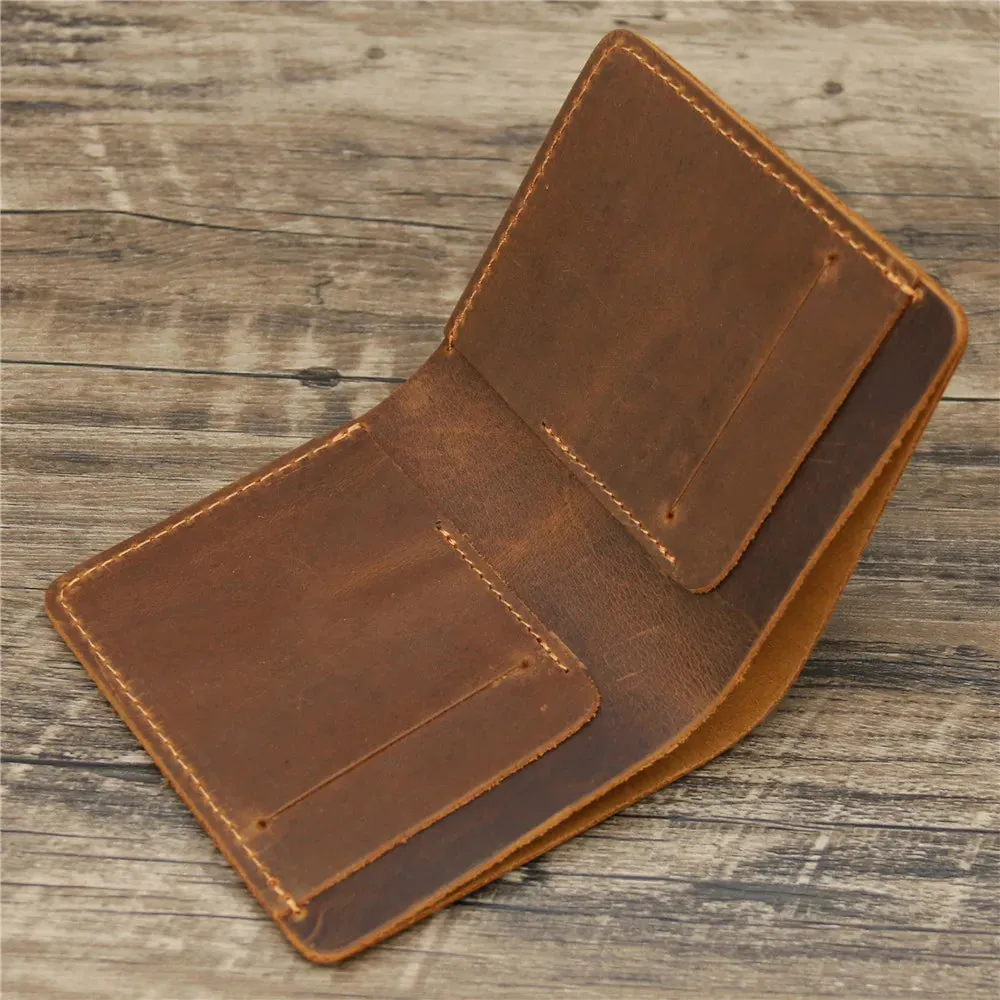 Genuine Leather Crazy Horse Hand-made 
Men's Purse Vintage Card Holder 
Wallet Dollar 
Money Clip