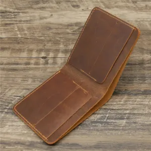 Genuine Leather Crazy Horse Hand-made 
Men's Purse Vintage Card Holder 
Wallet Dollar 
Money Clip