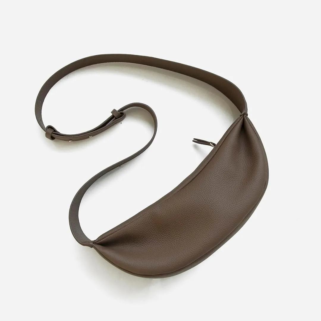 Genuine Leather Sling Bags Crossbody Women, Minimalist Style Casual Chest Bags with Wide Strap