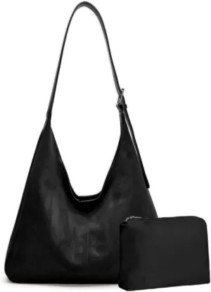 Genuine Suede Hobo Tote Bag for Women - Adjustable Strap Slouchy Office Handbag
