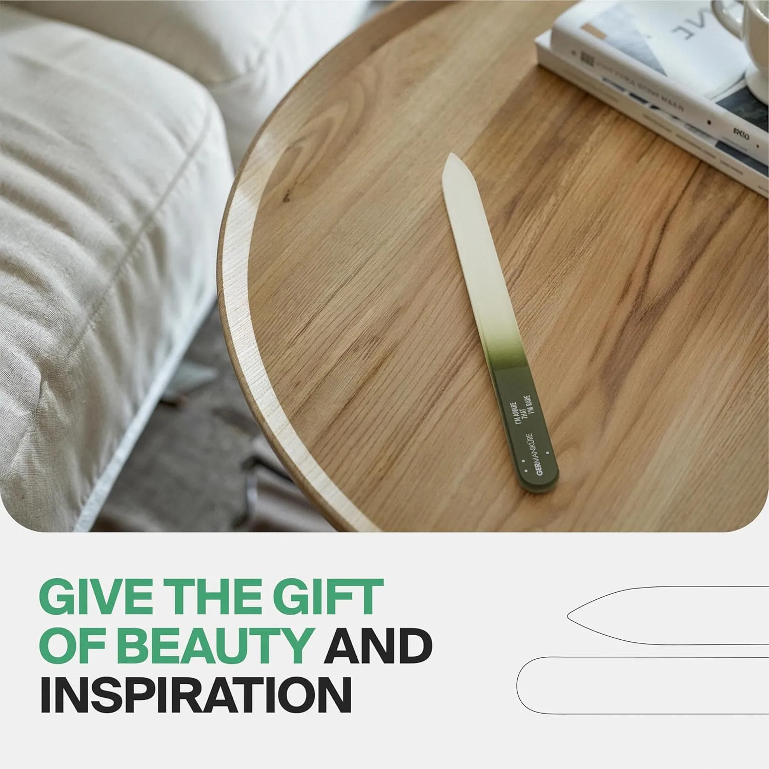 GERMANIKURE Glass Nail File in Suede Sleeve - Be Still and Listen - Professional Crystal Nail File for Natural Nails - Ideal Manicure & Pedicure Tool for Smooth, Easy Shaping - Nail Care Gift