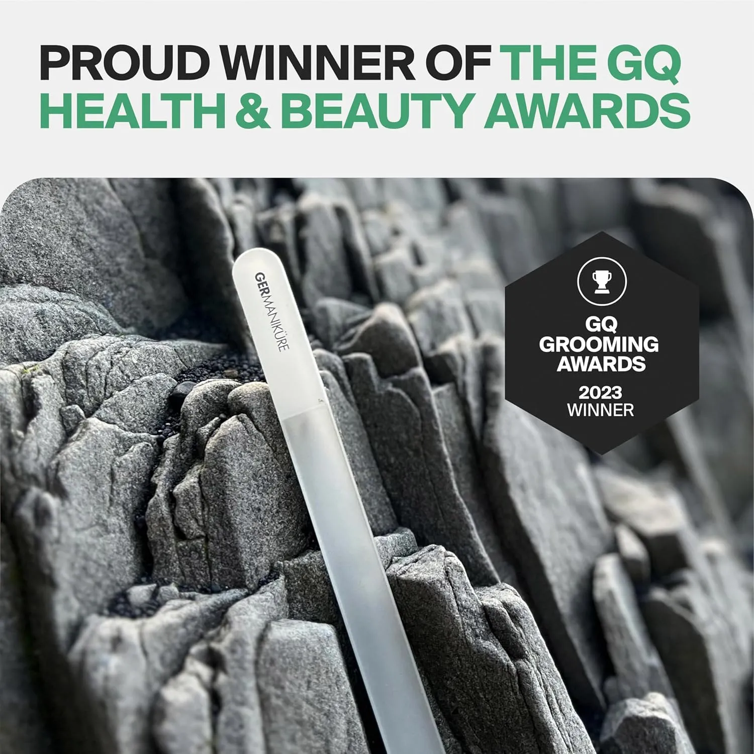 GERMANIKURE Glass Nail File in Suede Sleeve - Be Still and Listen - Professional Crystal Nail File for Natural Nails - Ideal Manicure & Pedicure Tool for Smooth, Easy Shaping - Nail Care Gift