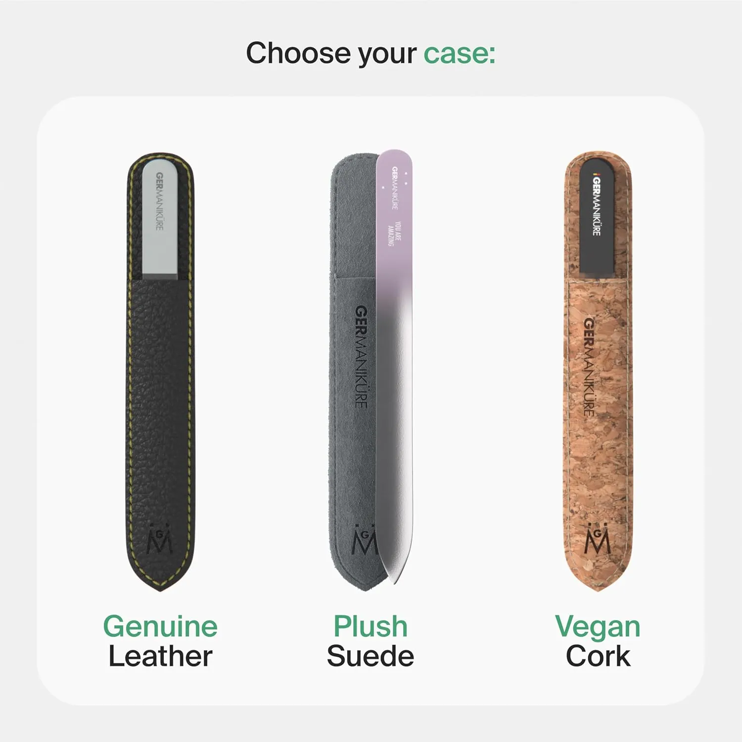 GERMANIKURE Glass Nail File in Suede Sleeve - Philosopher by Night - Professional Crystal Nail File for Natural Nails - Ideal Manicure & Pedicure Tool for Smooth, Easy Shaping - Nail Care Gift