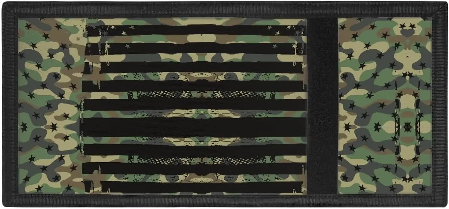 GIFTPUZZ American Flag Wallet for Teen Camouflage Kids Purse Cool Slim Trifold Wallet with Cash Holder Boys Sports Wallets Wallet Kids
